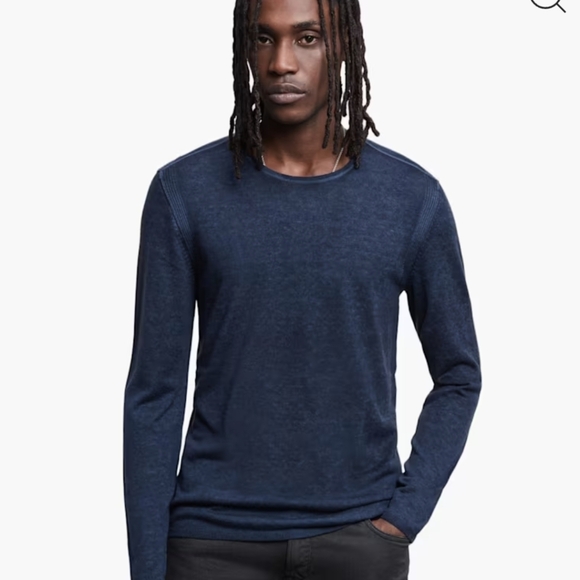 John Varvatos Other - NWOT John Varvatos Artisan Pete Crew Silk Cashmere Blend Sweater Sz L Navy Blue